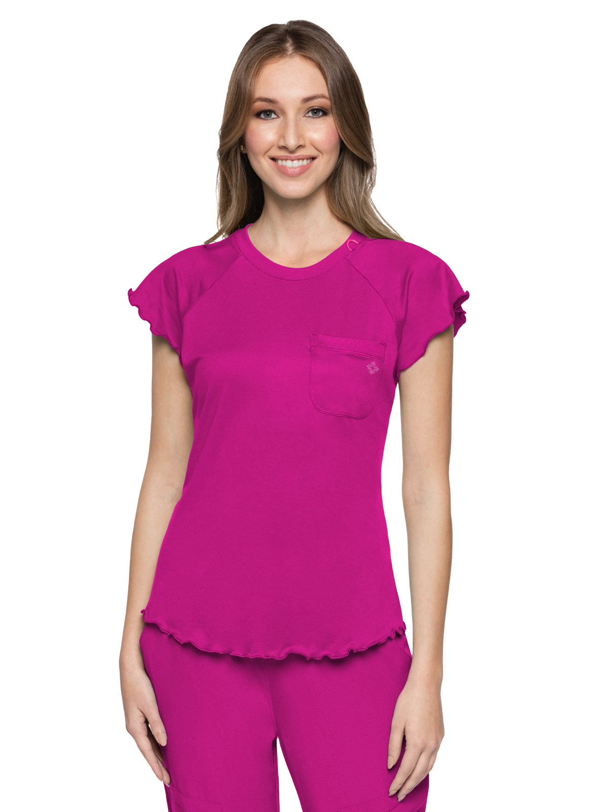 Med Couture - MC Layers - Women's 1-Pocket Lettuce-Edged Top 17