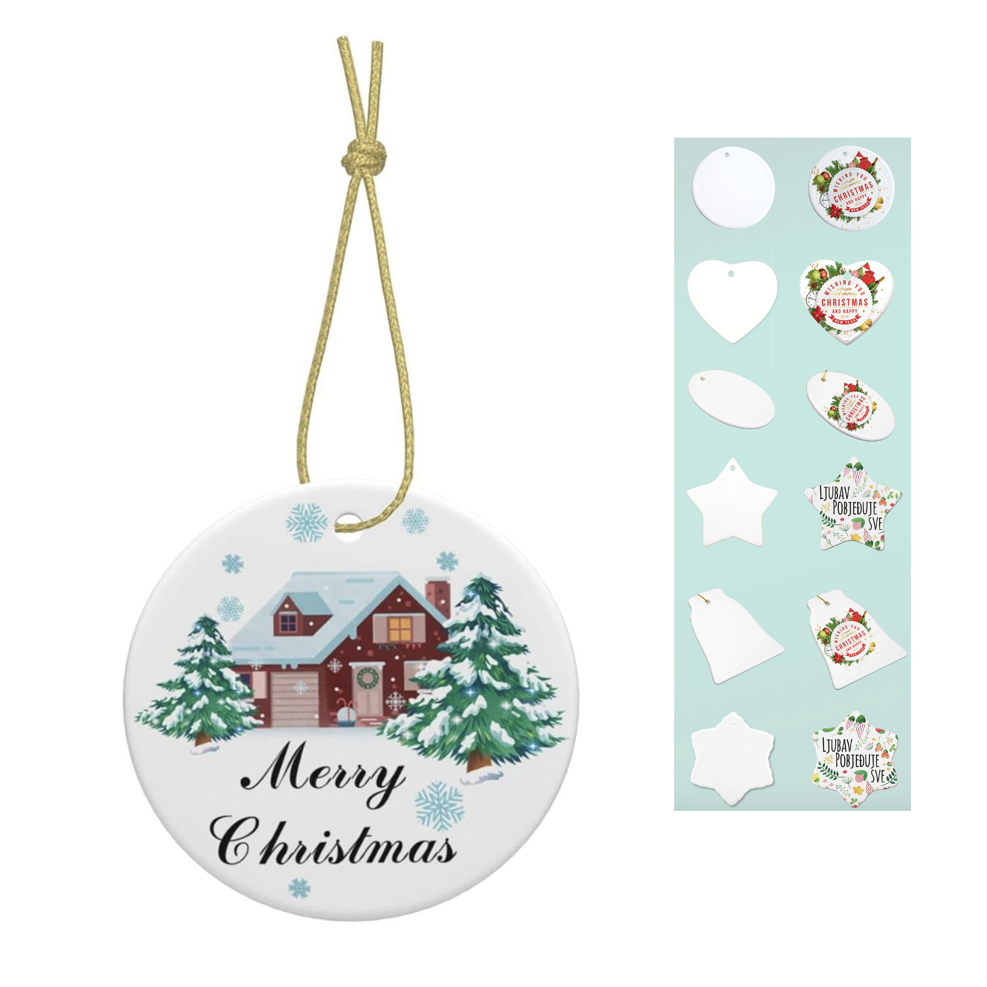 Custom Full Color 3" Ceramic Christmas Ornament 1