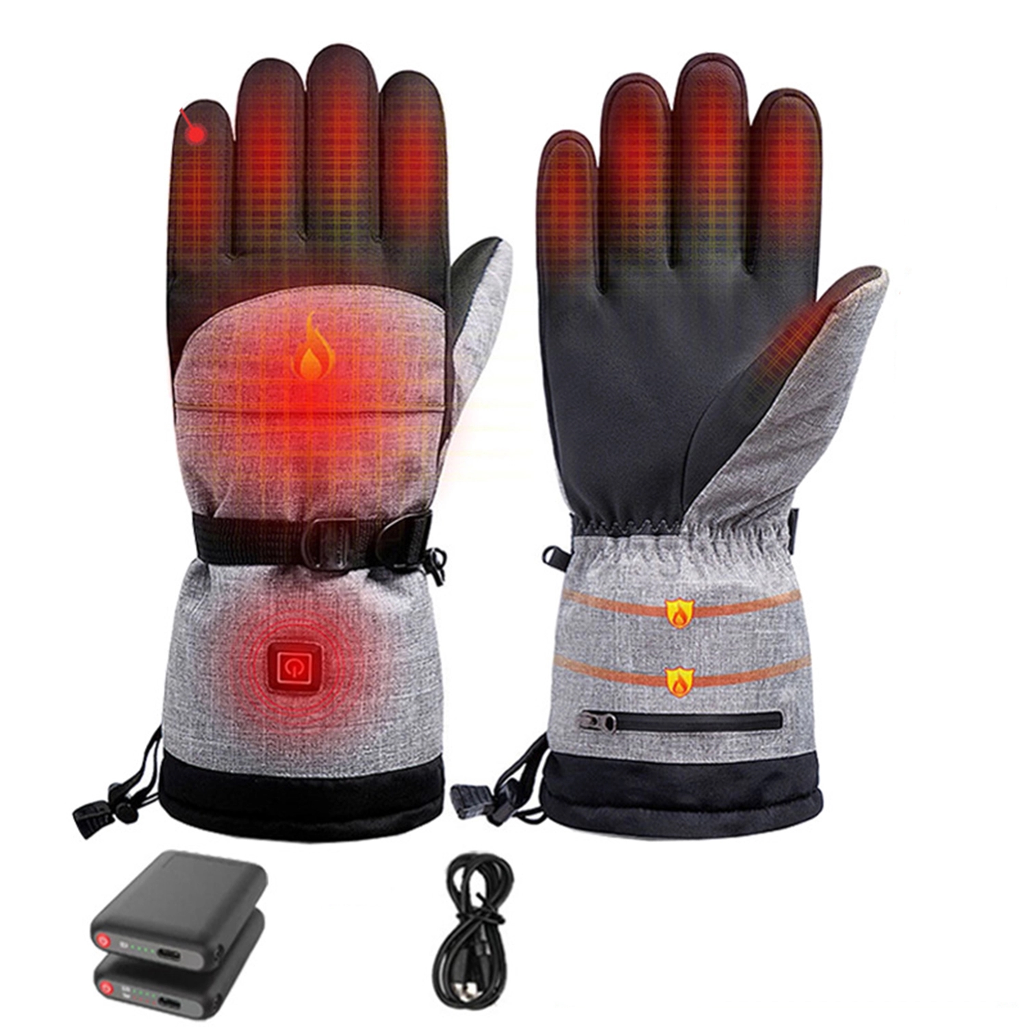 Electric Battery Heated Gloves Touchscreen Waterproof 2