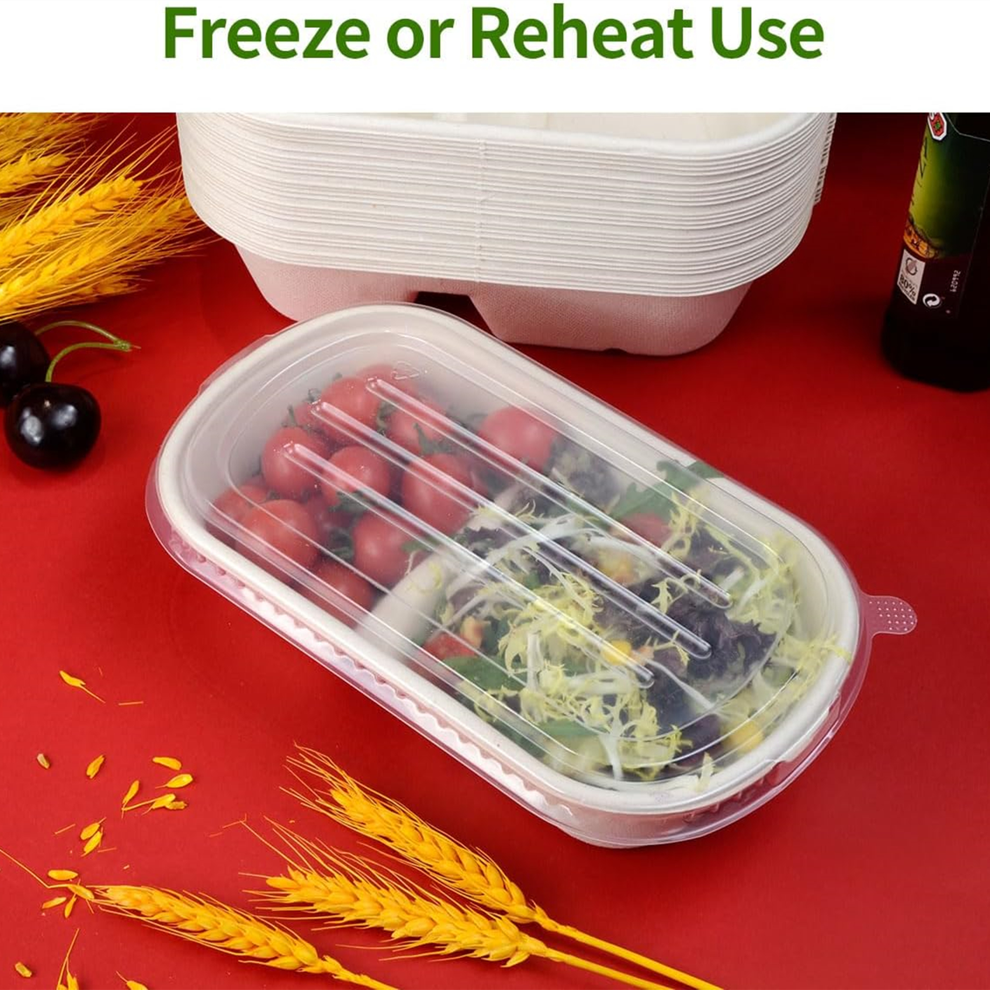 32 oz Large 2 Compartment Paper Bowls With Lids 2