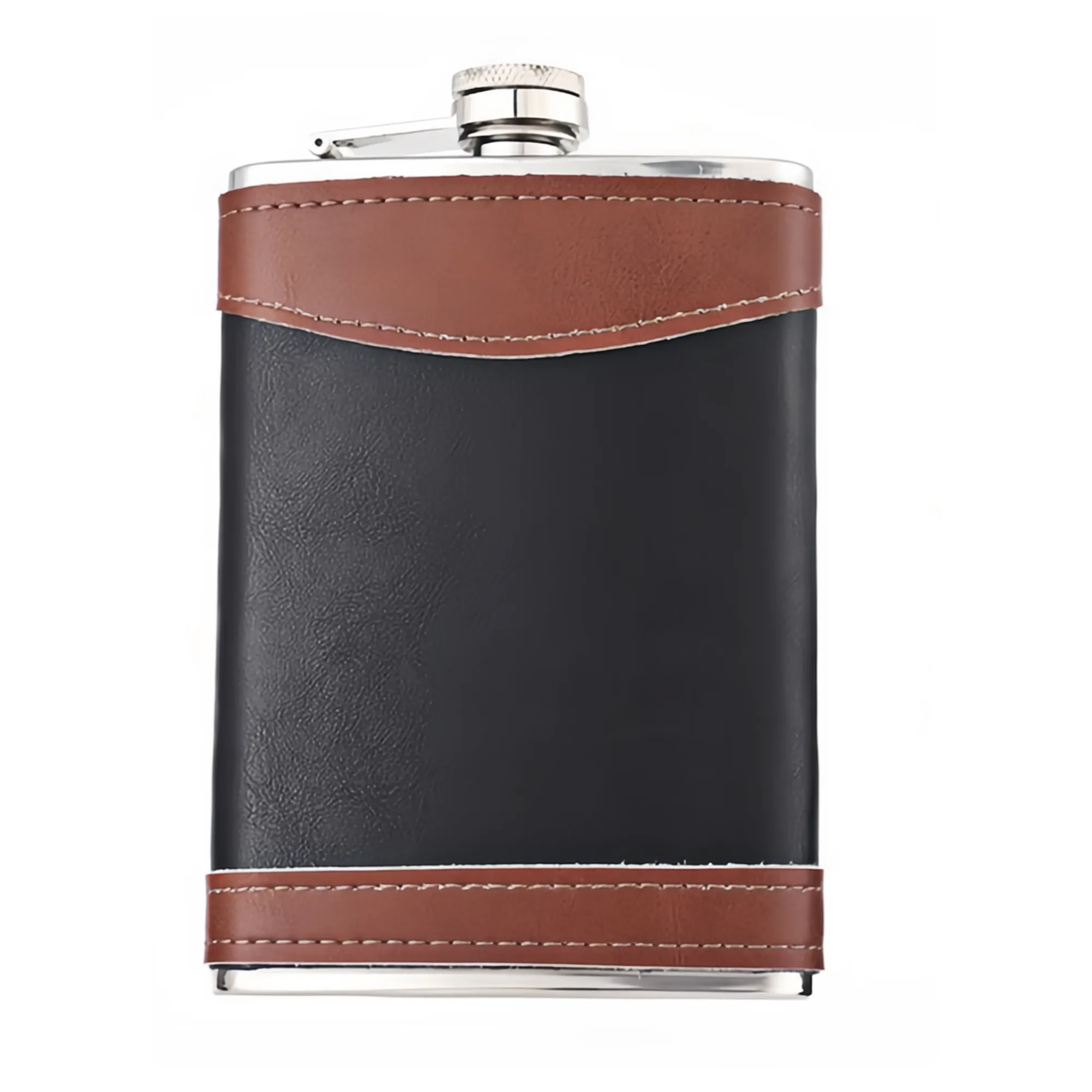 8 oz. Leather Wrapped Stainless Steel Flask, custom water bottle with logo imprint 4