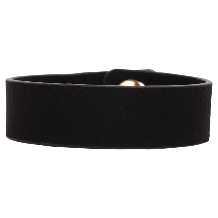 8 1/2" x 3/4" Black/Gold Leatherette Youth Cuff Bracelet 3