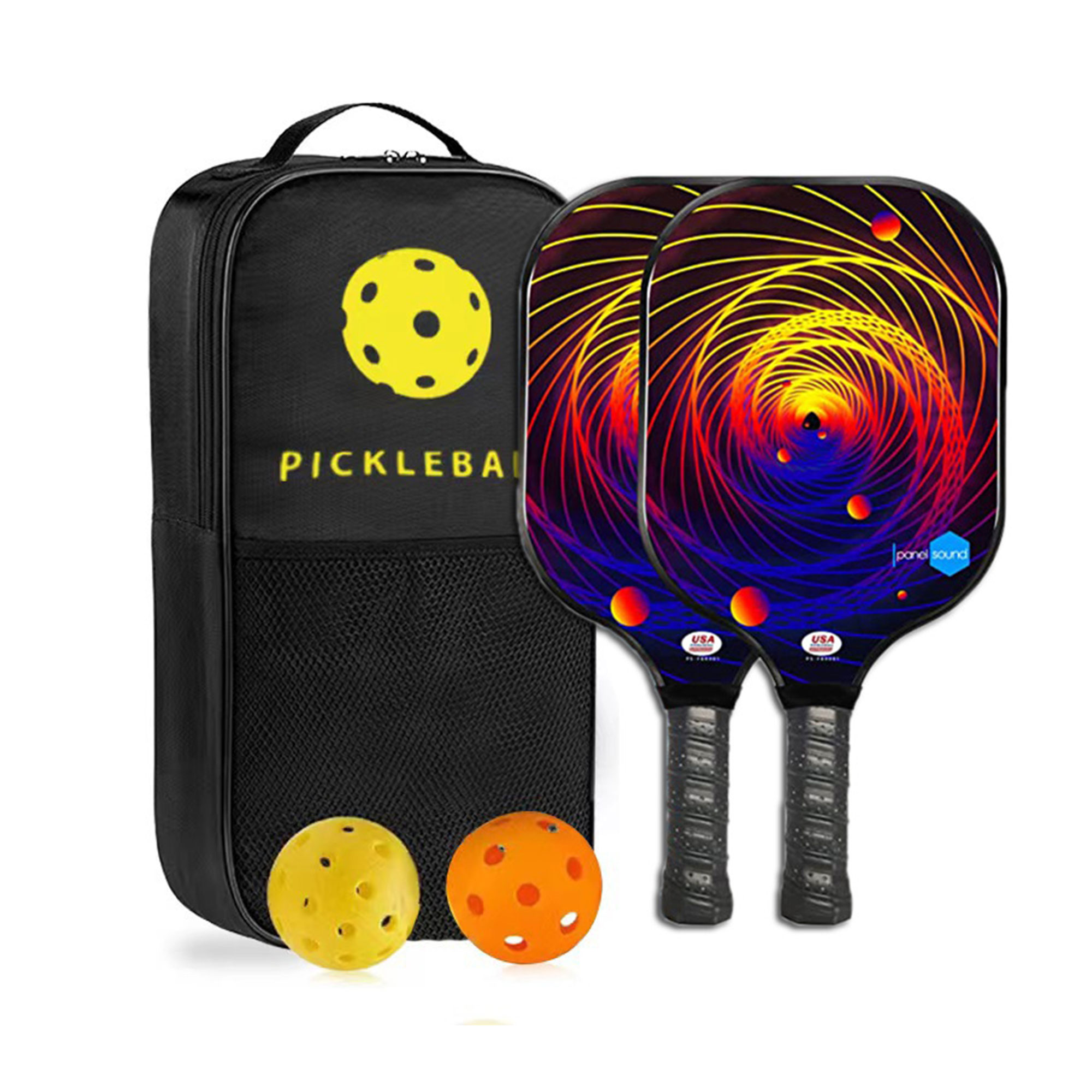 Full Color Fiberglass Pickleball Set with Optional Carry Case 3