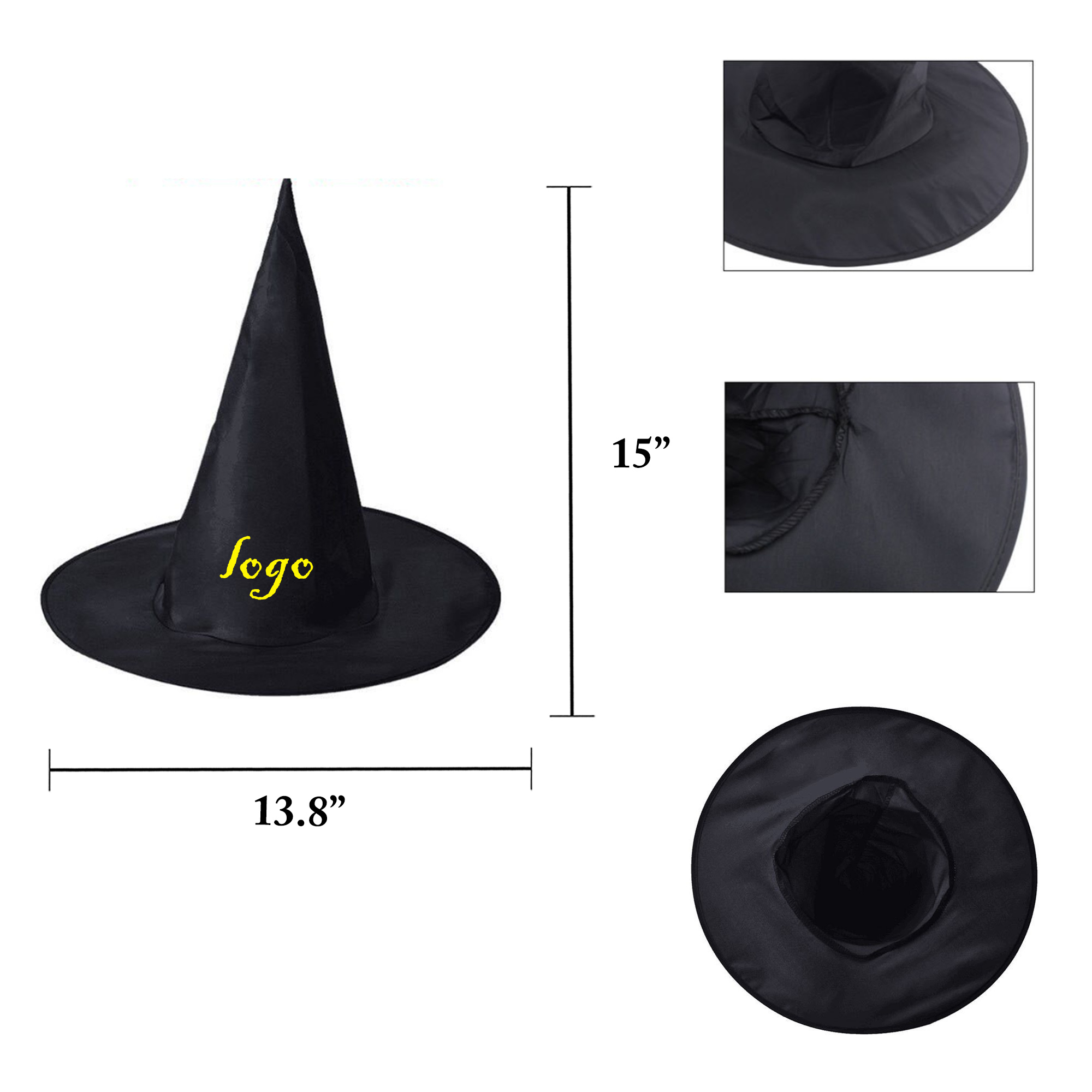 MOQ100 Black Oxford Witch Hats for All Ages 3