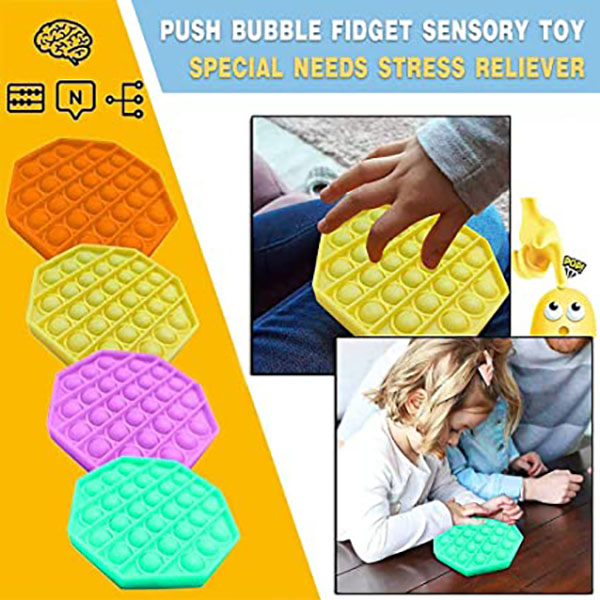 Silicone Bubble Pop Fidget Sensory Toys Stress Reliever for Kids and Adult 8