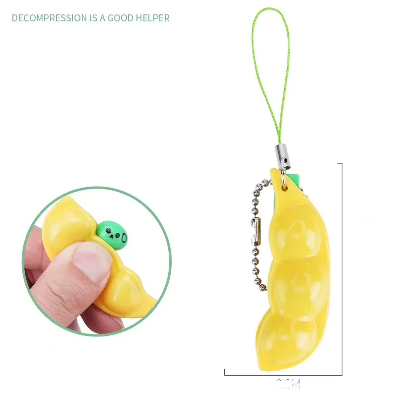 3Pcs Squeeze-A-Bean Edamame Keychain 6