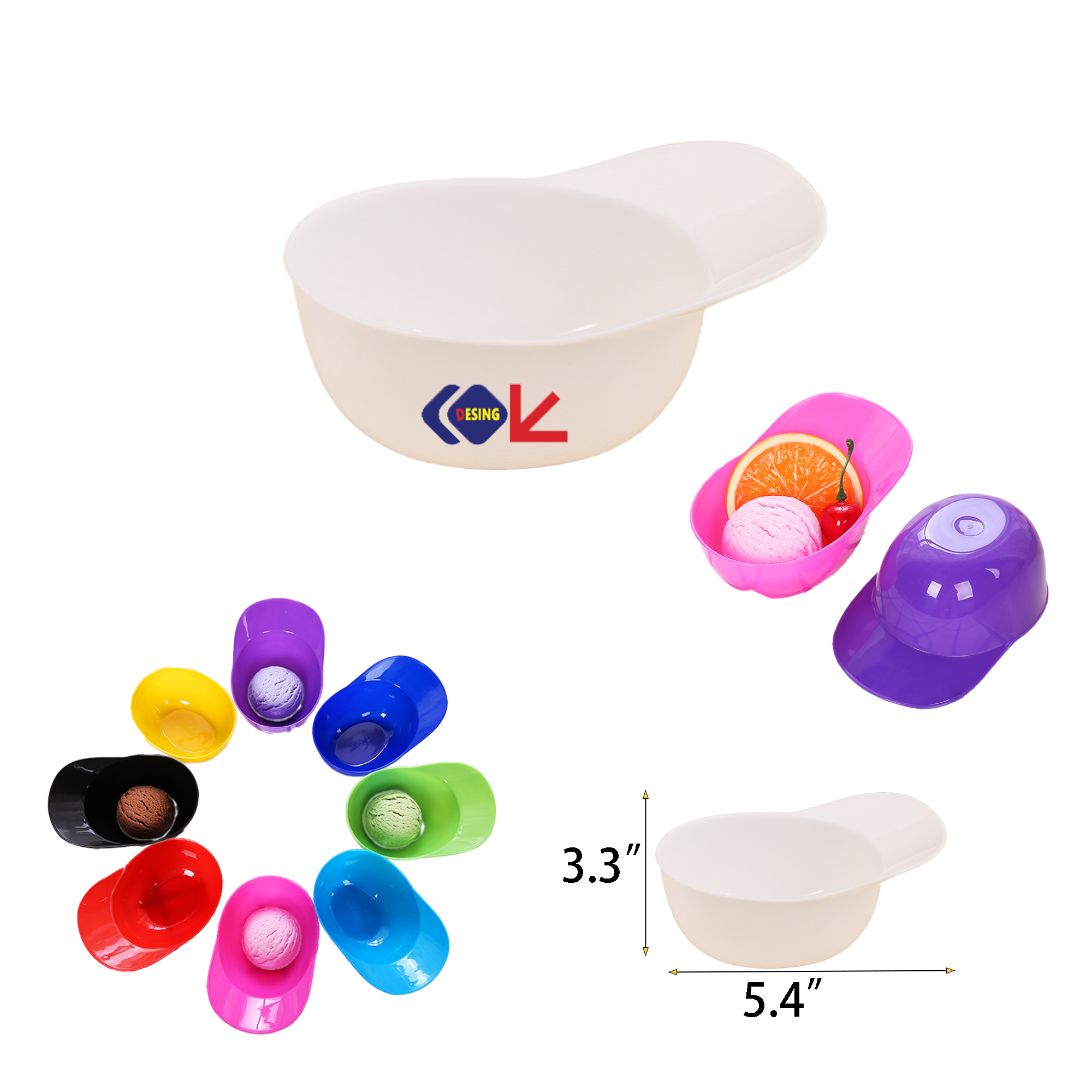 Plastic Baseball Cap Ice Cream Bowl 1