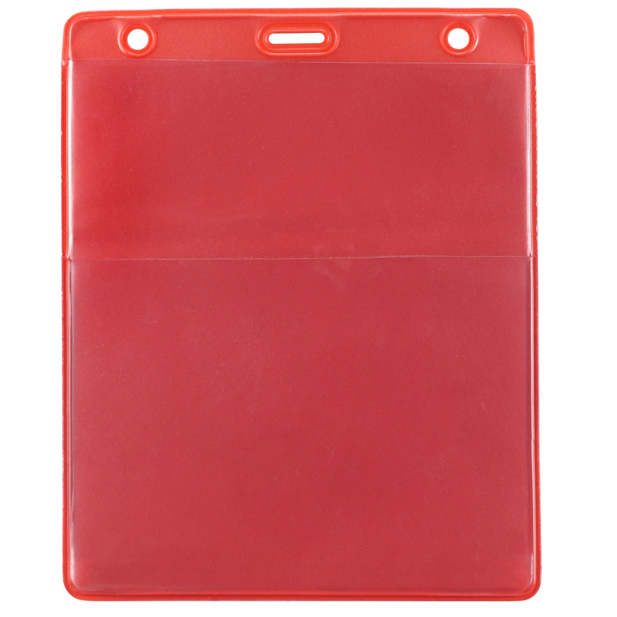 Vertical Top Load Badge Holder w/Slot & Chain Holes (4.44" X 5.25")(Red) 1