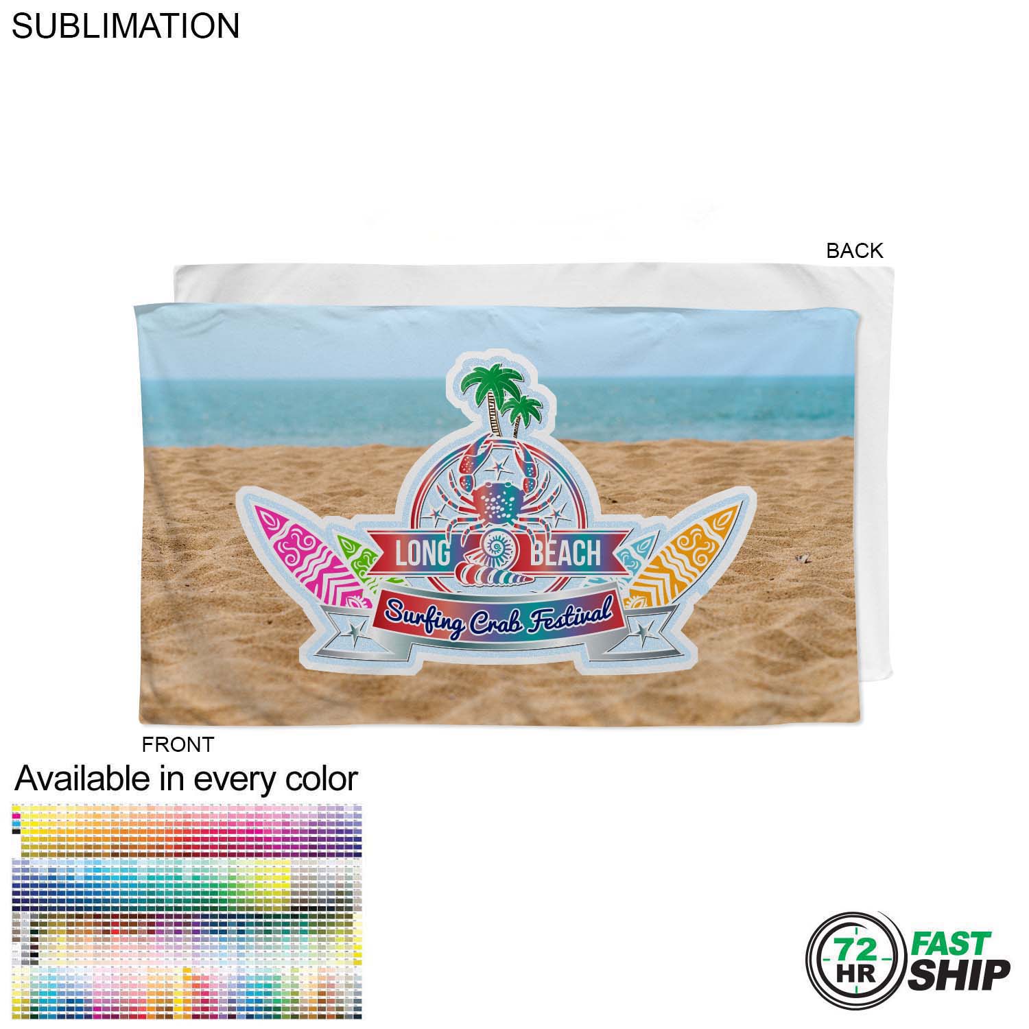72 Hr Fast Ship - Plush and Soft Velour Terry Cotton Blend Beach Towel, 35x60 2