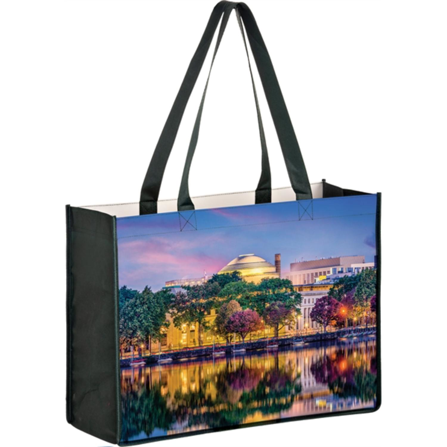 Sublimated PET Non-Woven Grocery Tote Bag w/ Gusset - 2 Sided (18" x 16" x 5") 2