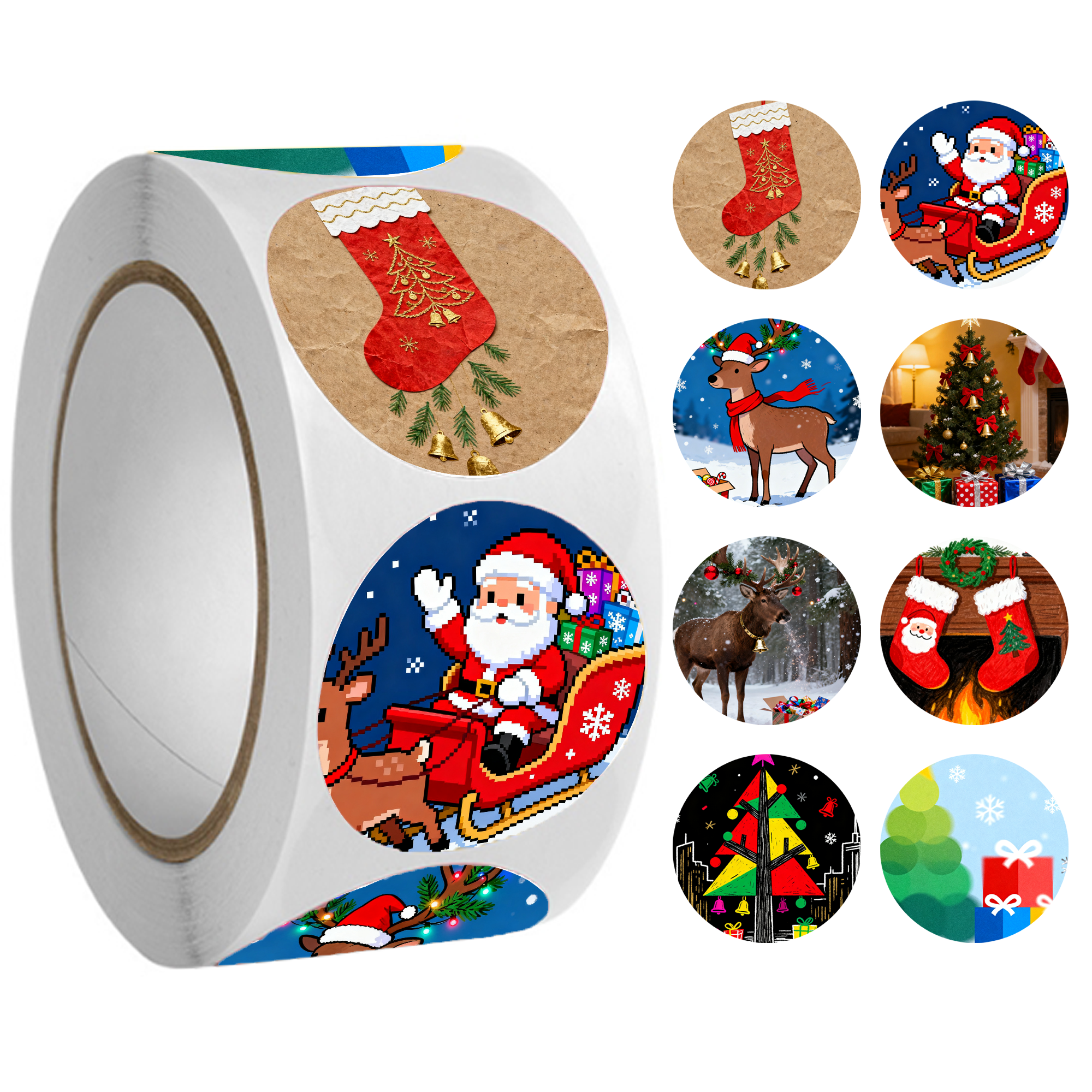 Personalized 1.5-inch Holiday Roll Stickers 4