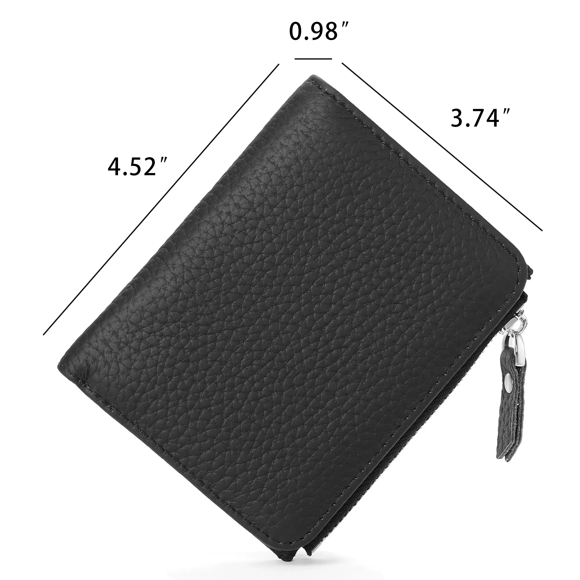Cowhide Zipper Coin Wallet 5