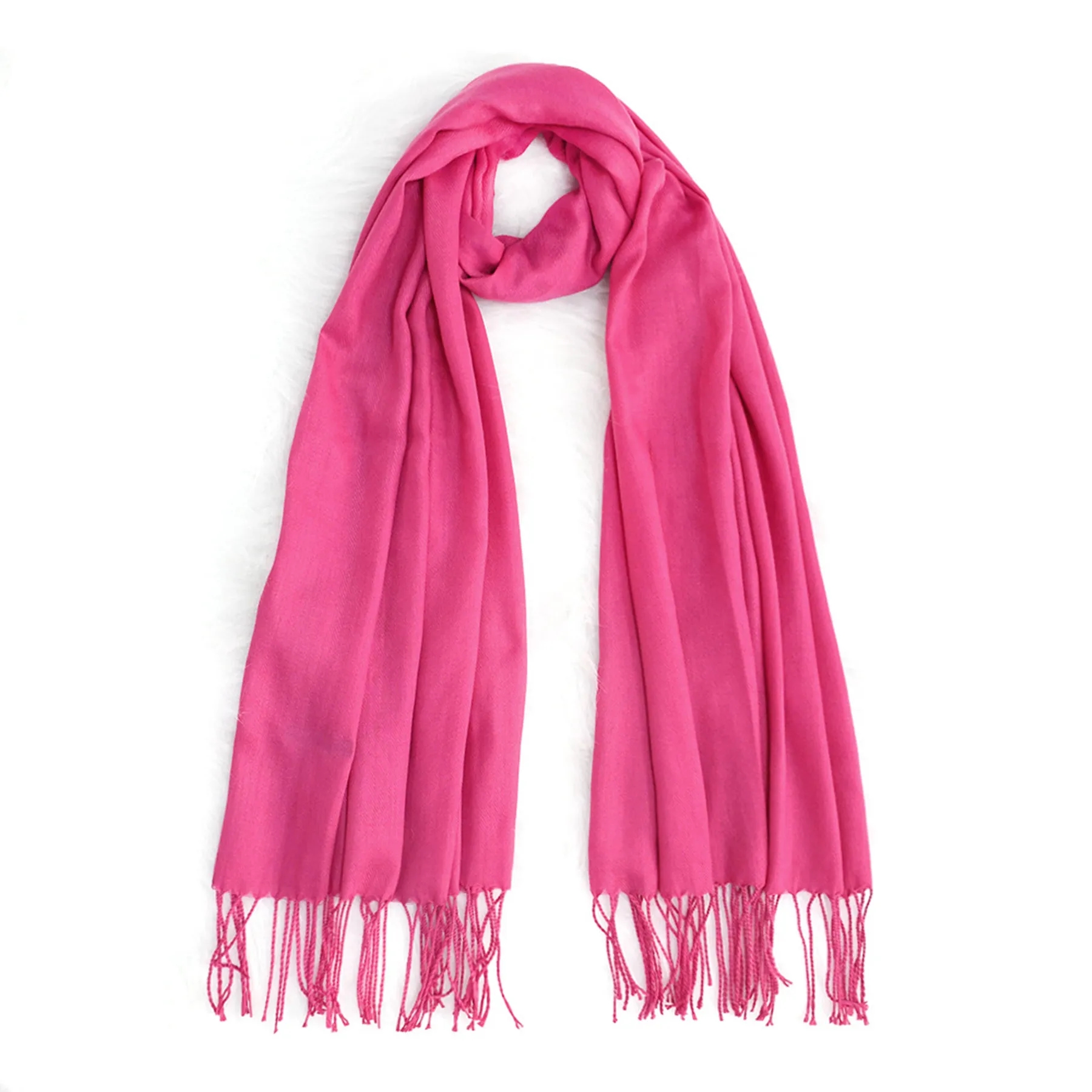 Soft Solid Shawl Wrap Scarf With Fringes MOQ 30PCS 2