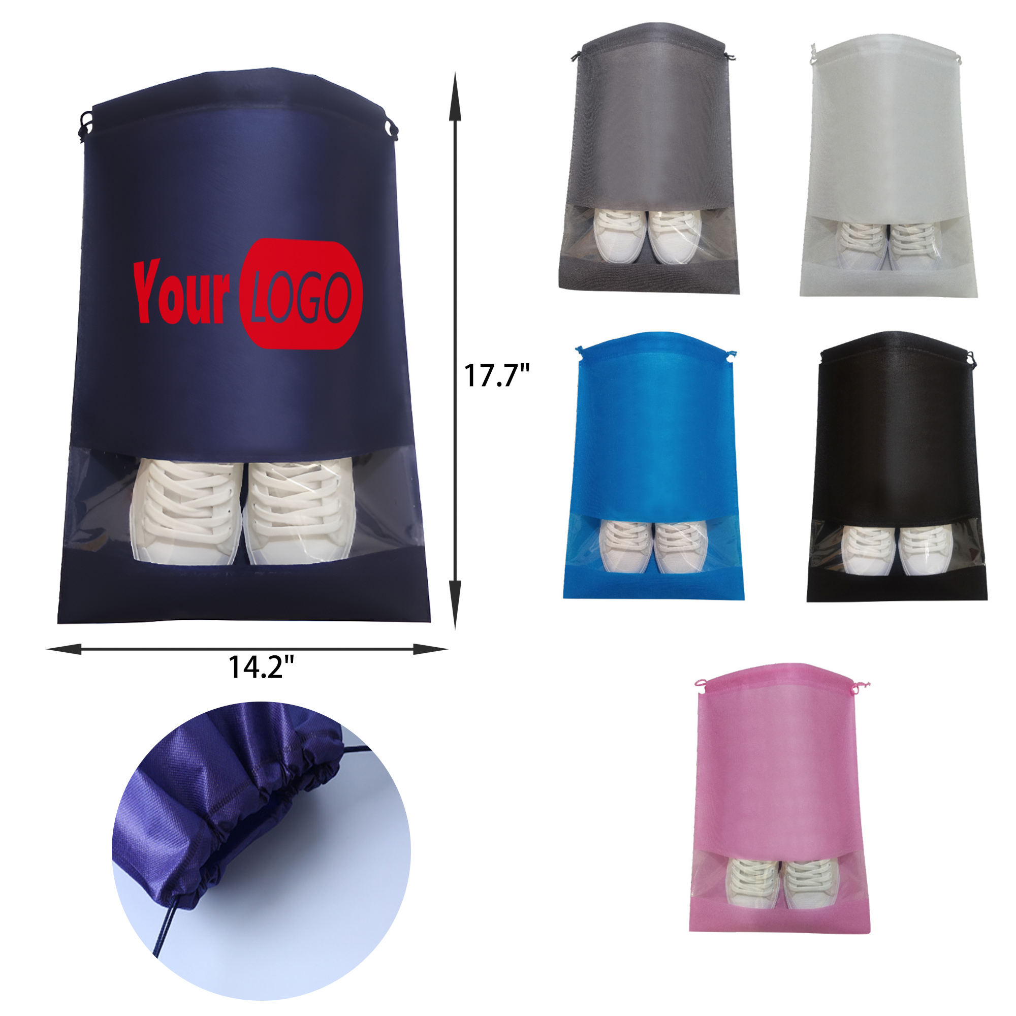 Convenient Portable Drawstring Non Woven Shoe Bag 5