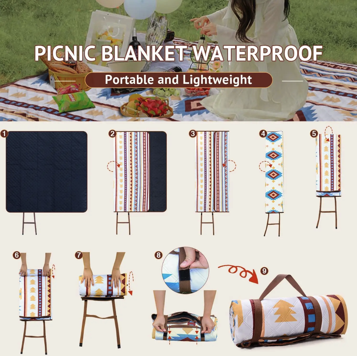 Picnic Blanket Extra Large Waterproof and Foldable Beach Blanket 2