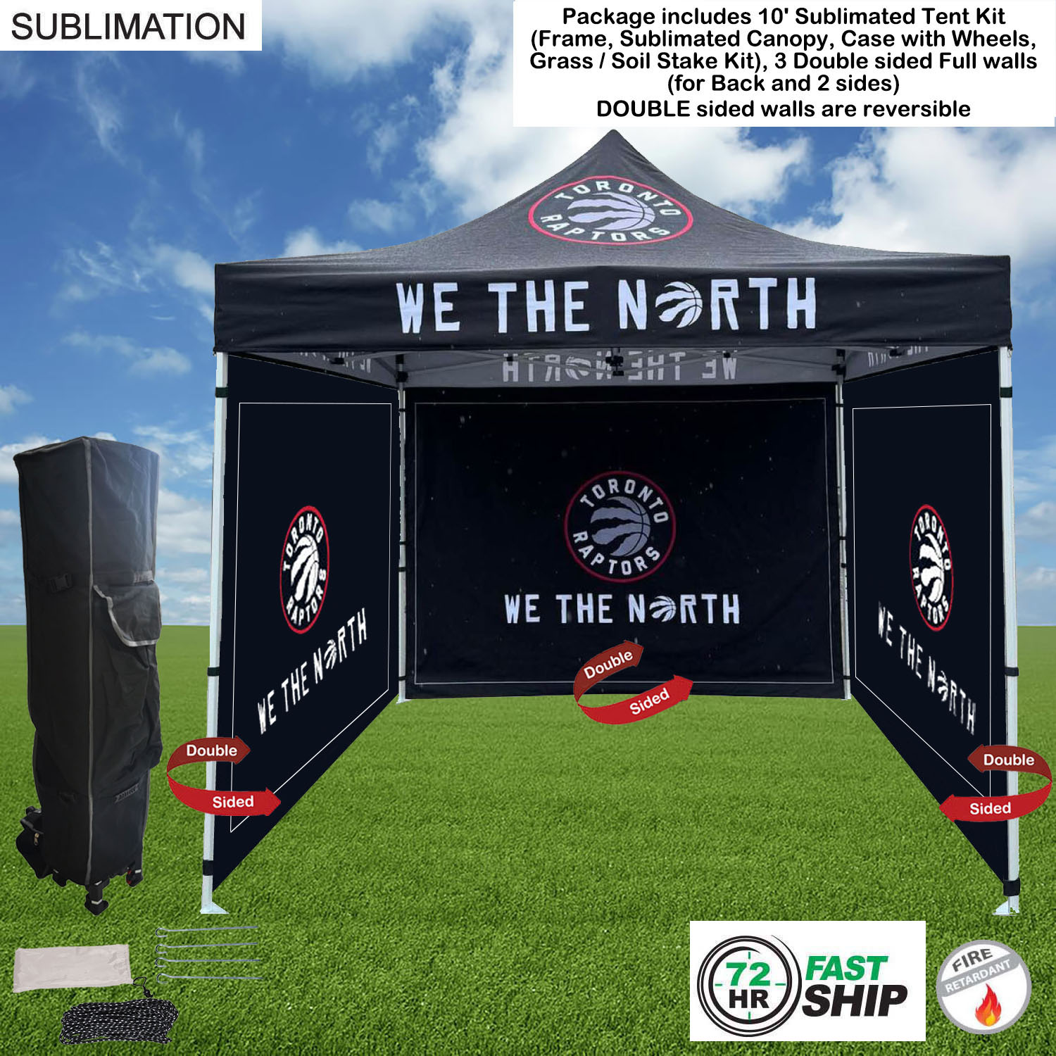 72Hr Fast Ship - Full Privacy Tent Package, 10' Tent kit, 3 DOUBLE sided Full walls (back & 2 sides) 3