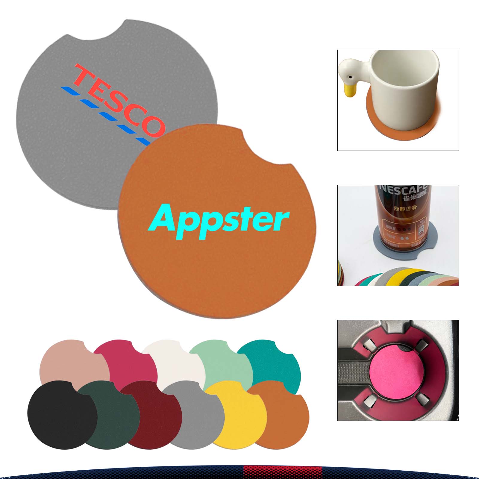 Mini irregular PU Leather Coaster 8