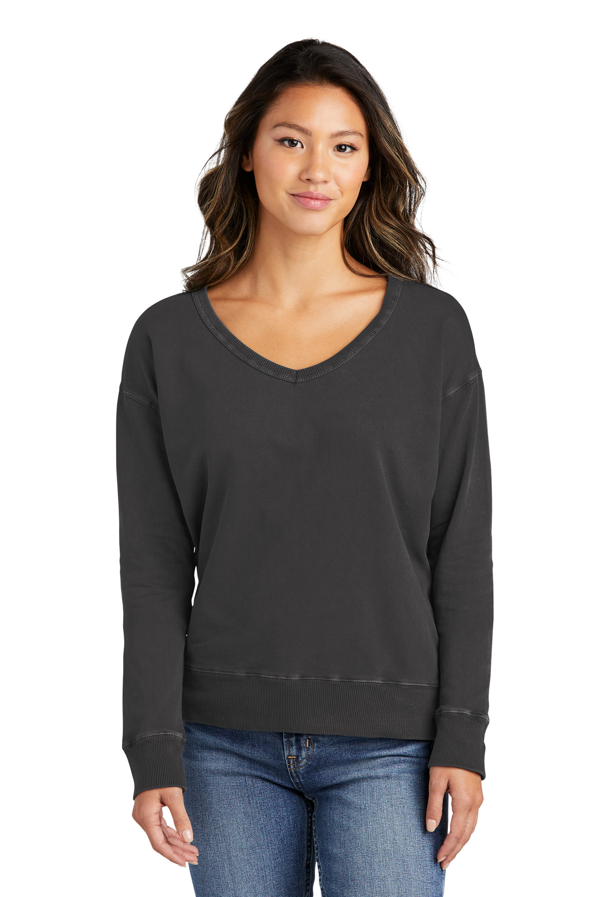 Women's Beach Wash Garment-Dyed V-Neck Sweatshirt
