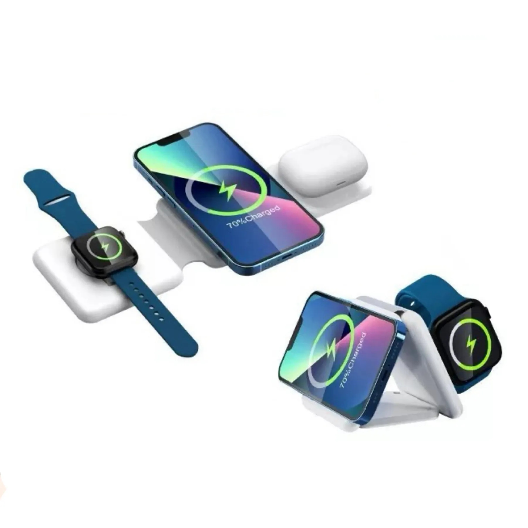 15W 3-in-1 Magnetic Wireless Charger with Foldable Qi Stand 10