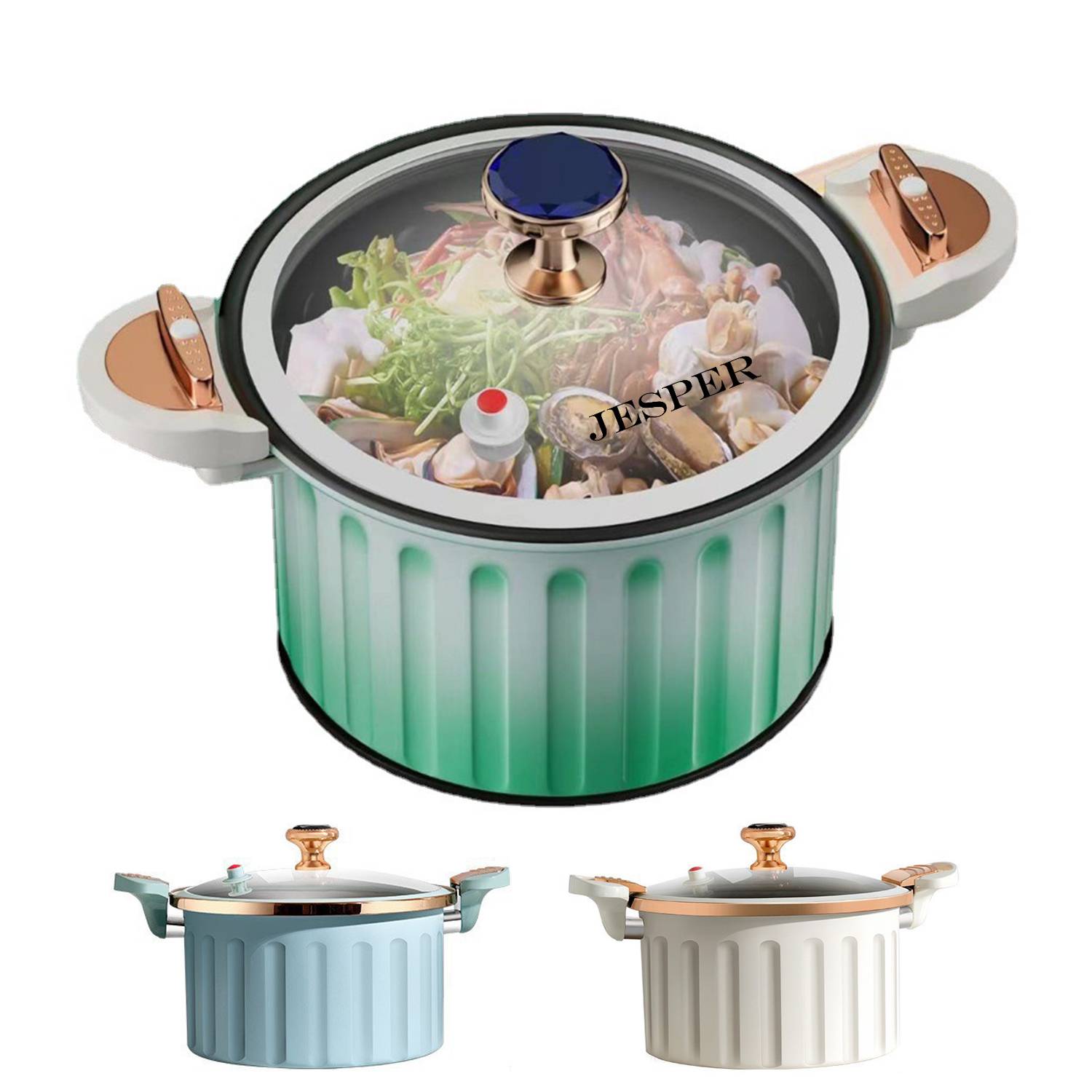 Push Pull Lock Non stick Micro Pressure Cooker Pot 3