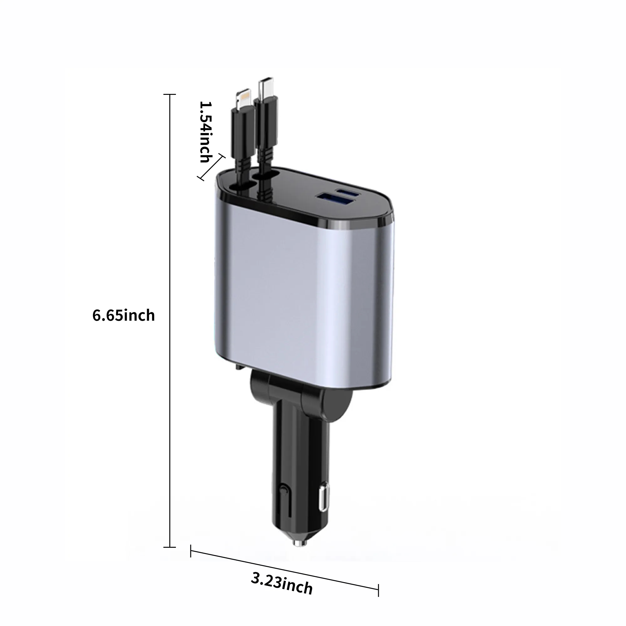 Retractable Cable Car Charger 120W with Adjustable Angle 3