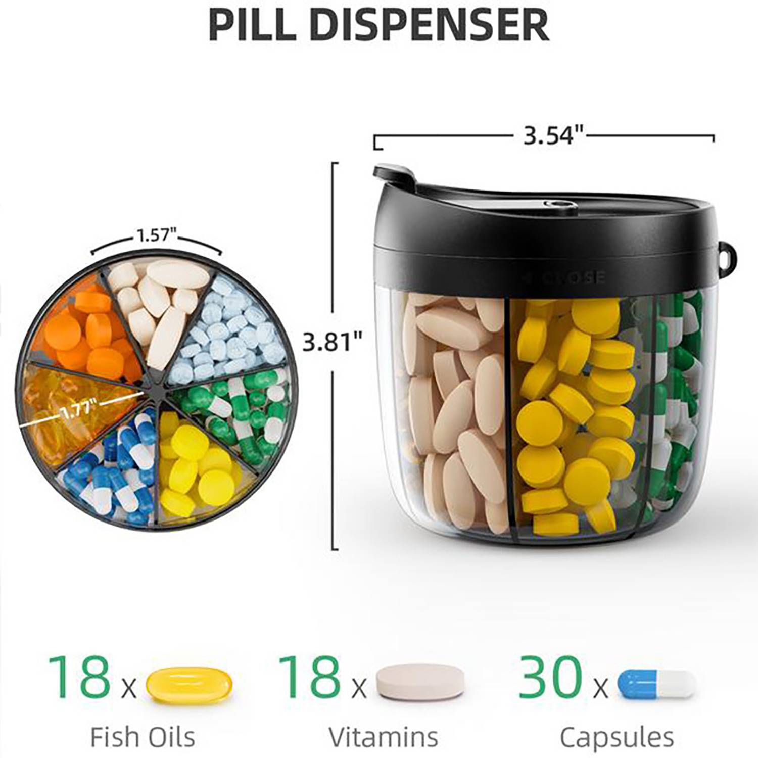 Multi Compartment Travel Portable Pill Dispenser 5