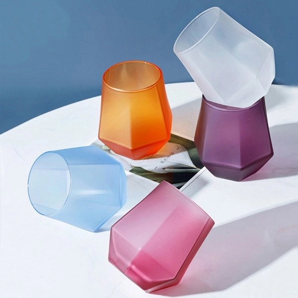 7oz-10oz Frosted Hexagon Glass cup with Gold Lid 5