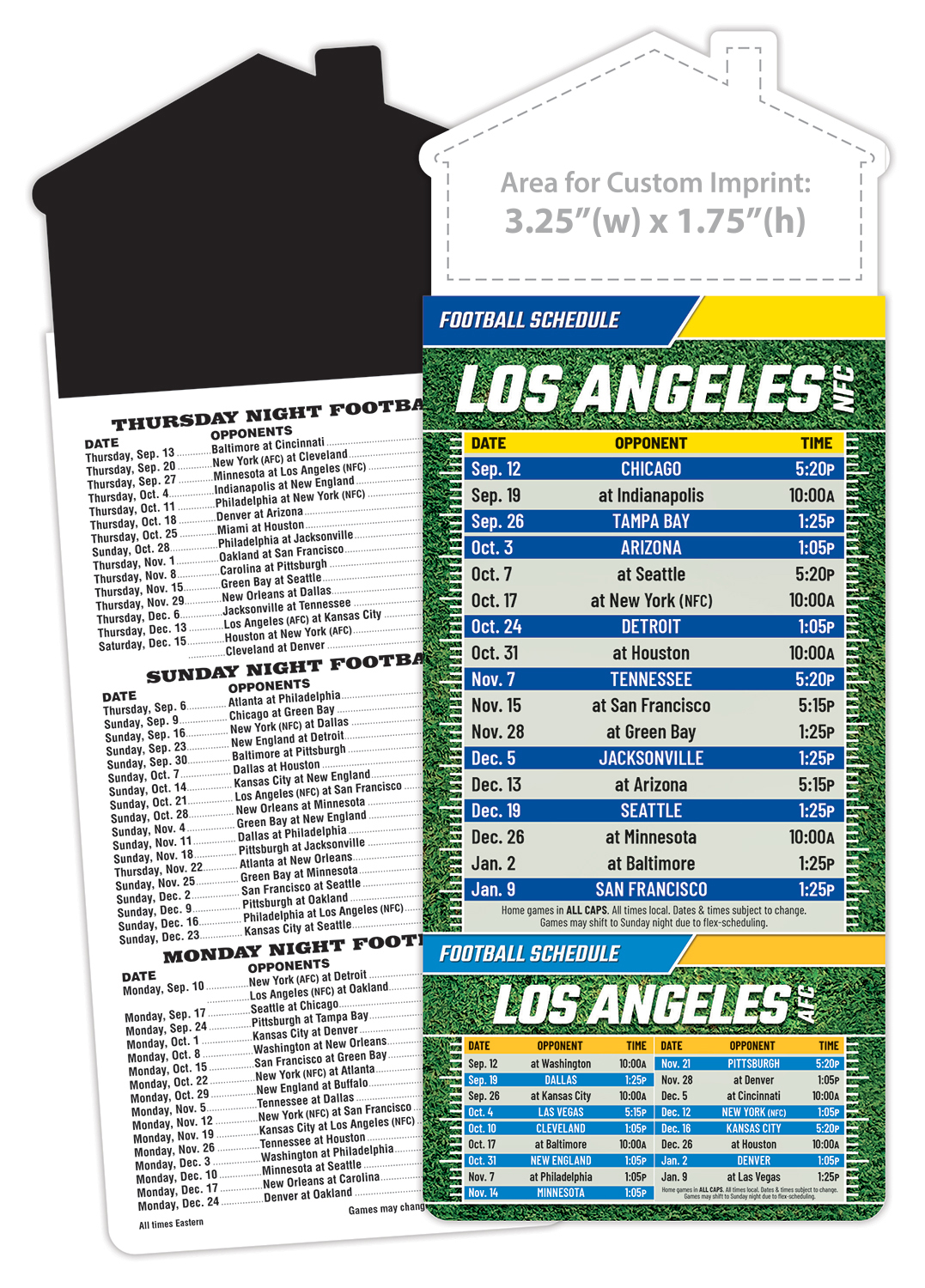 Magna-Card House Shape Magnet Football Schedules (3.5x9)