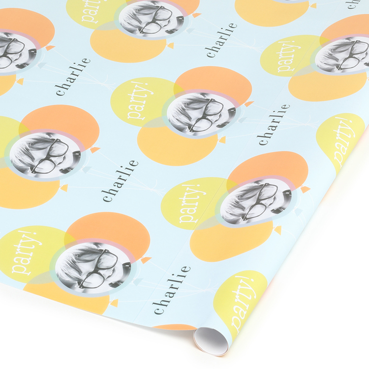Photo Balloon Party Personalized Wrapping Paper Roll 2
