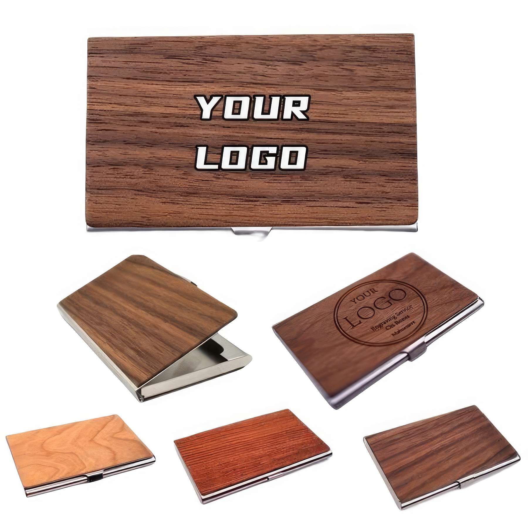 Portable Wooden Business Name Card Holders & Cases 2