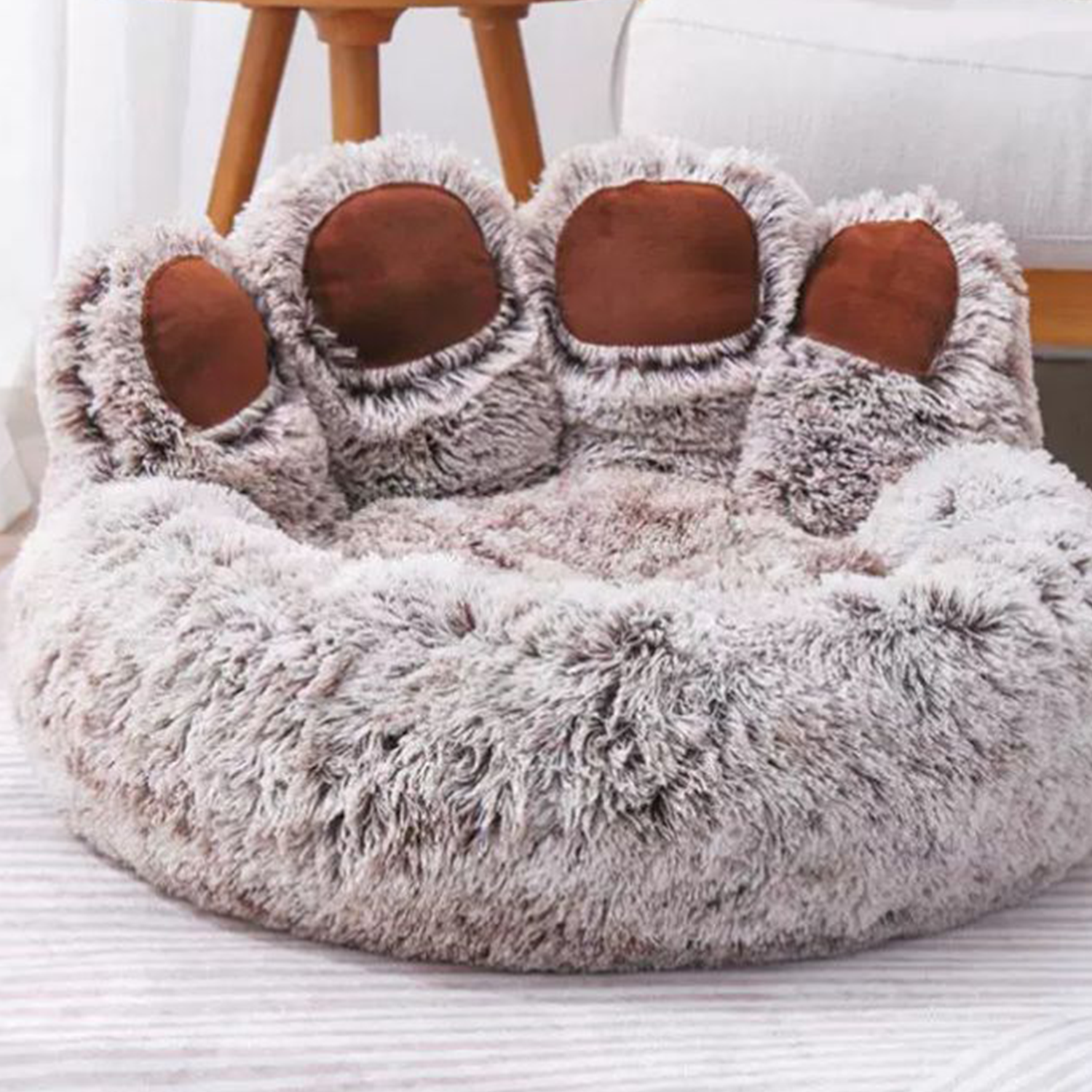 Paw Shape Long Plush Seasons Warm Cozy Pet Cat Dog Bed 8