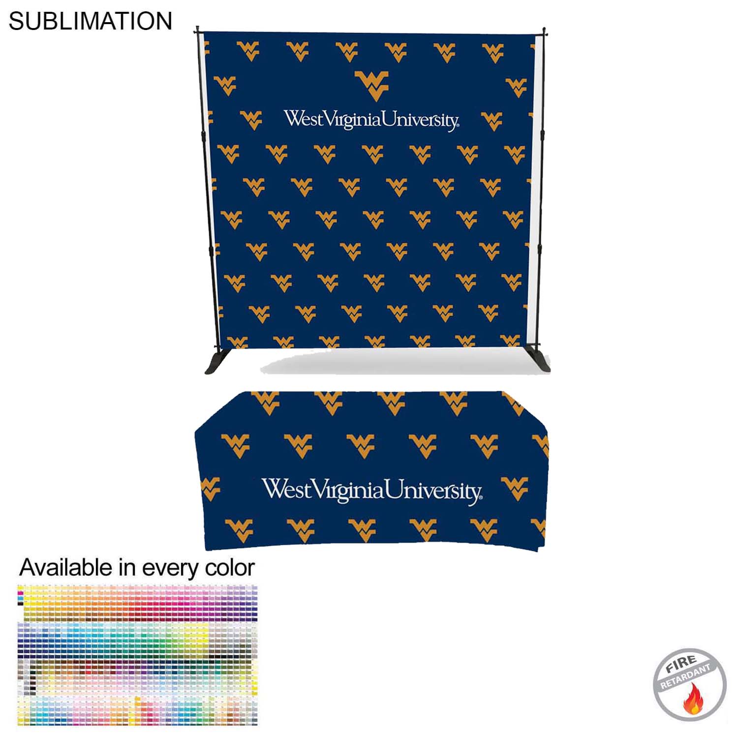 Tradeshow Booth Package Deluxe, 8' Expanding Display Wall and 6' Sublimated PREMIUM Tablecloth 6