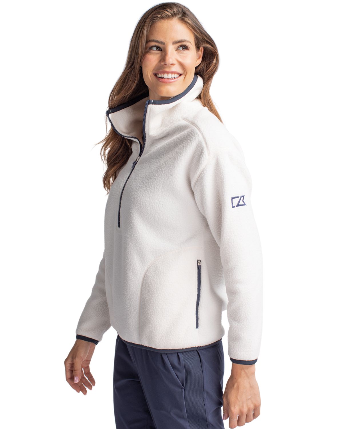 Cutter & Buck Cascade Epic Comfort Recycled Sherpa Fleece Womens Pullover Jacket 70