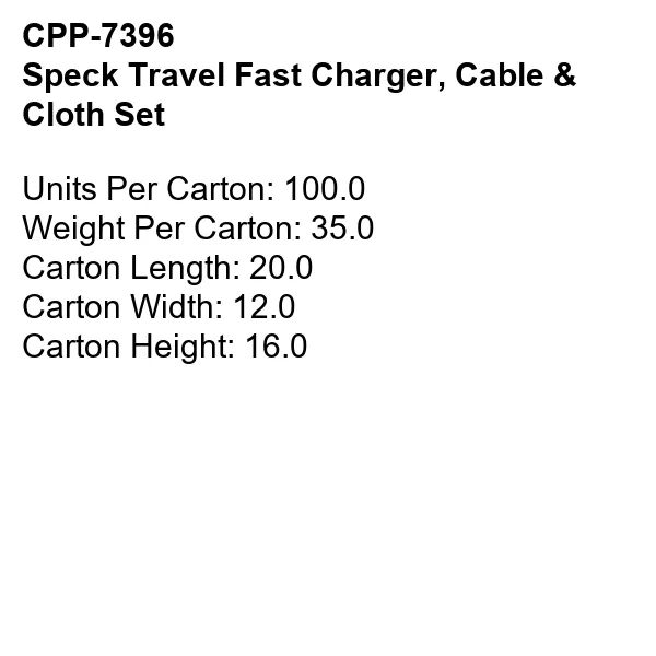 Speck Travel Fast Charger, Cable & Cloth Set 2
