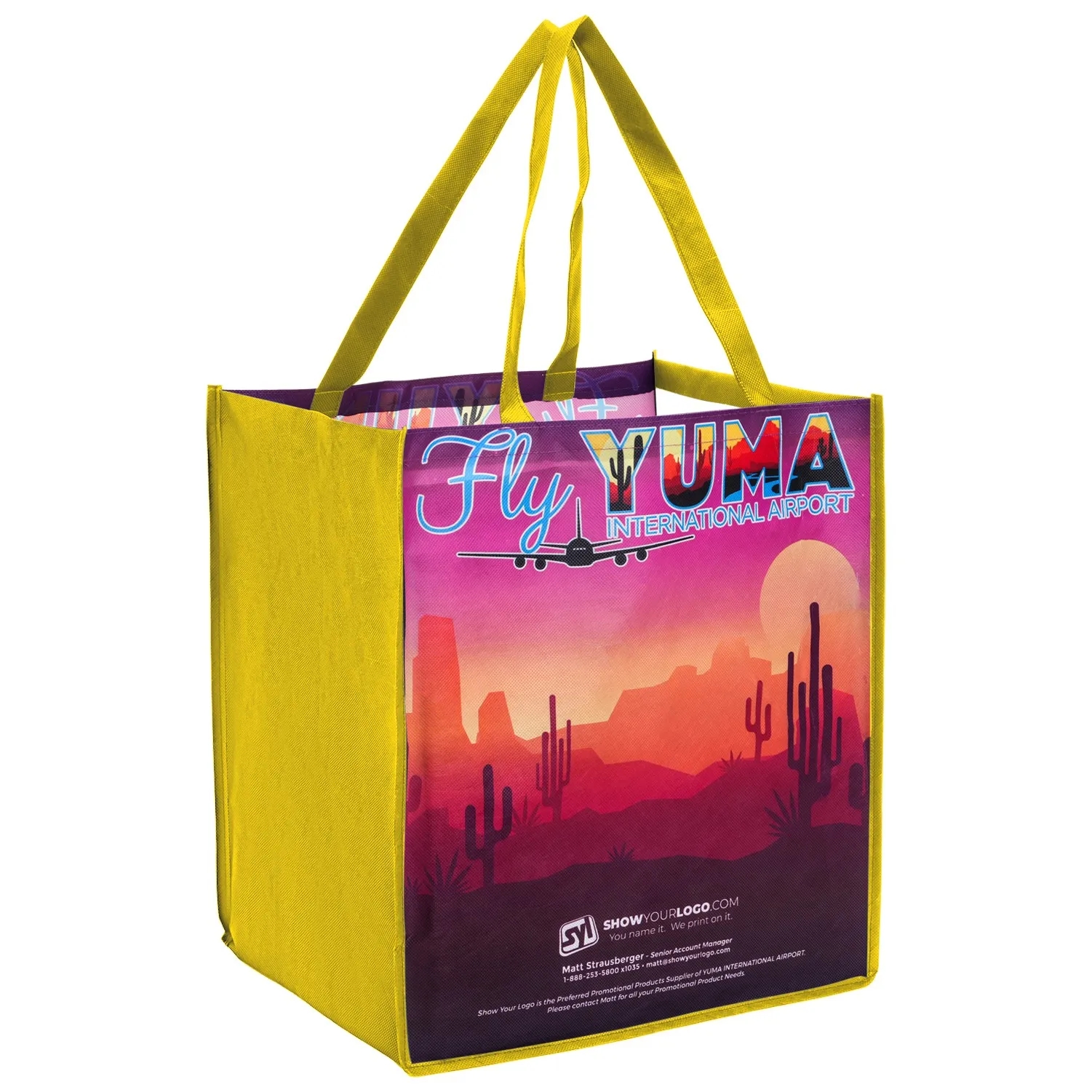 Sublimated PET Non-Woven Grocery Tote Bag w/ Gusset 3
