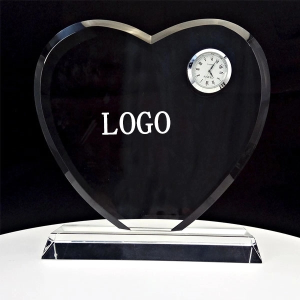 Heart shaped Crystal Clock Trophy 2