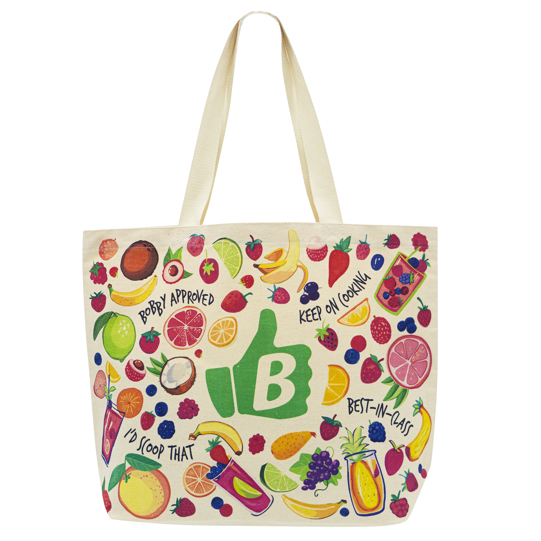 12 Oz. Natural Cotton Full-Color Grocery Shopping Bag (20x15x5) 1