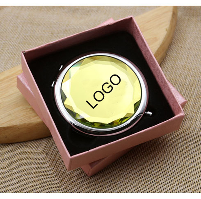 Folding Crystal Round Cosmetic Mirrors--2.76"*2.76" 1