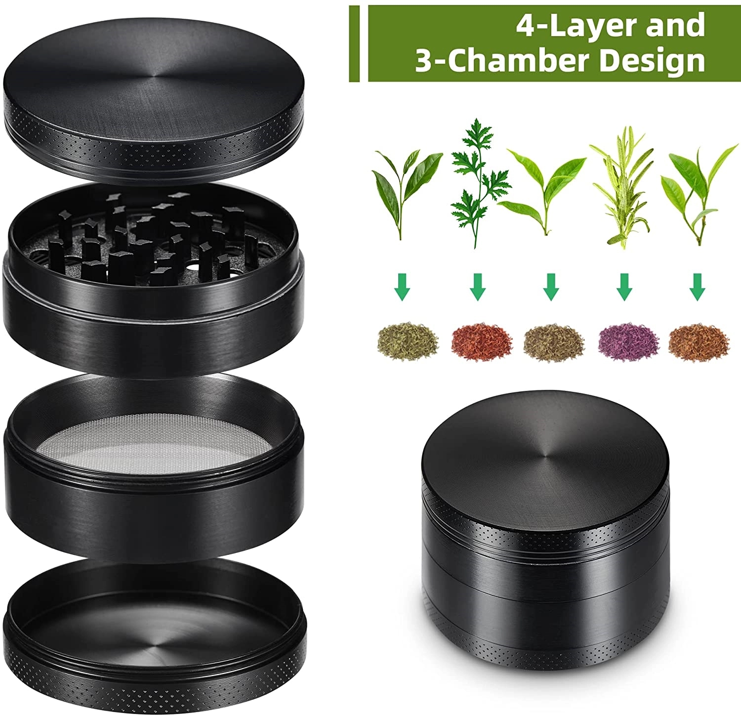 Aluminum 4-Layer Zinc Alloy Herb Grinder 4