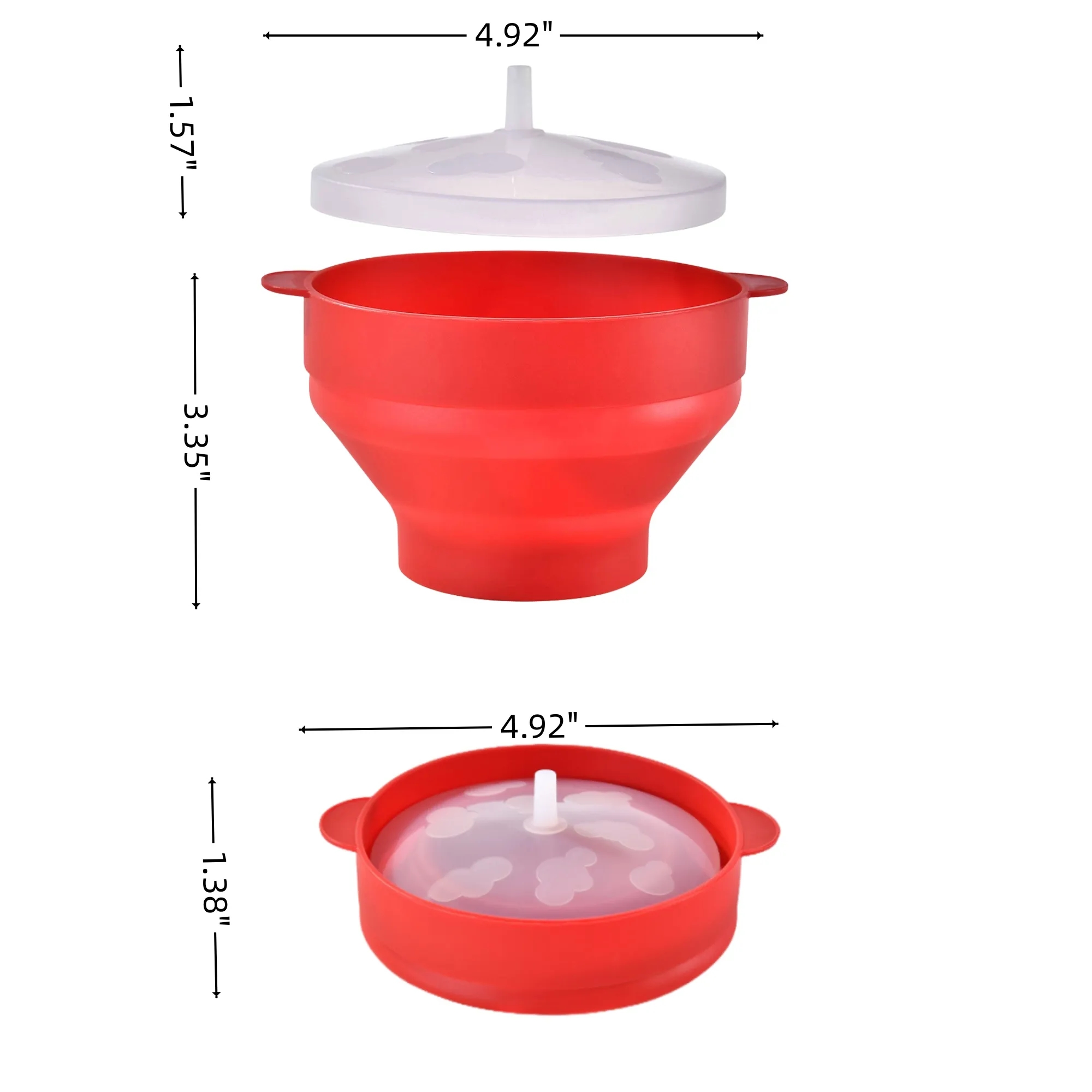 Collapsible Silicone Popcorn Bowl Bucket With Lid 5