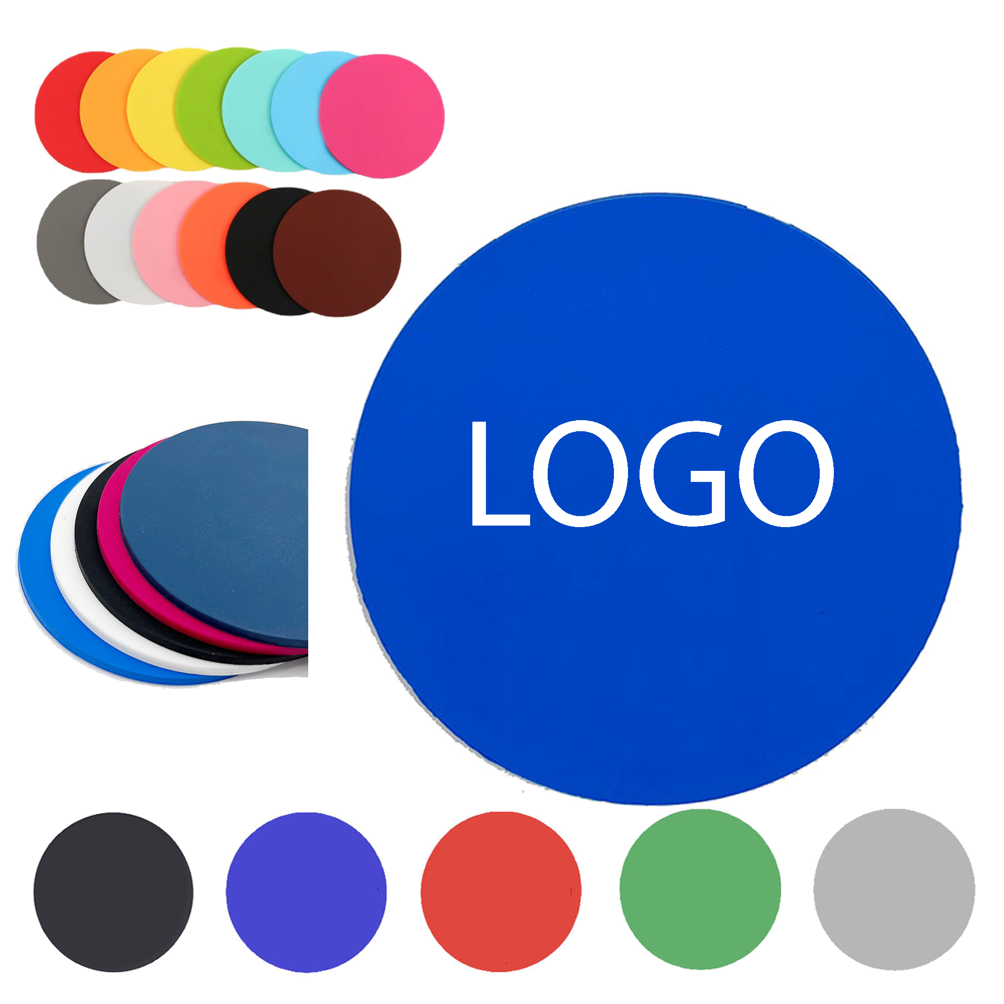 Non-Slip PVC Coasters 3.6" 4