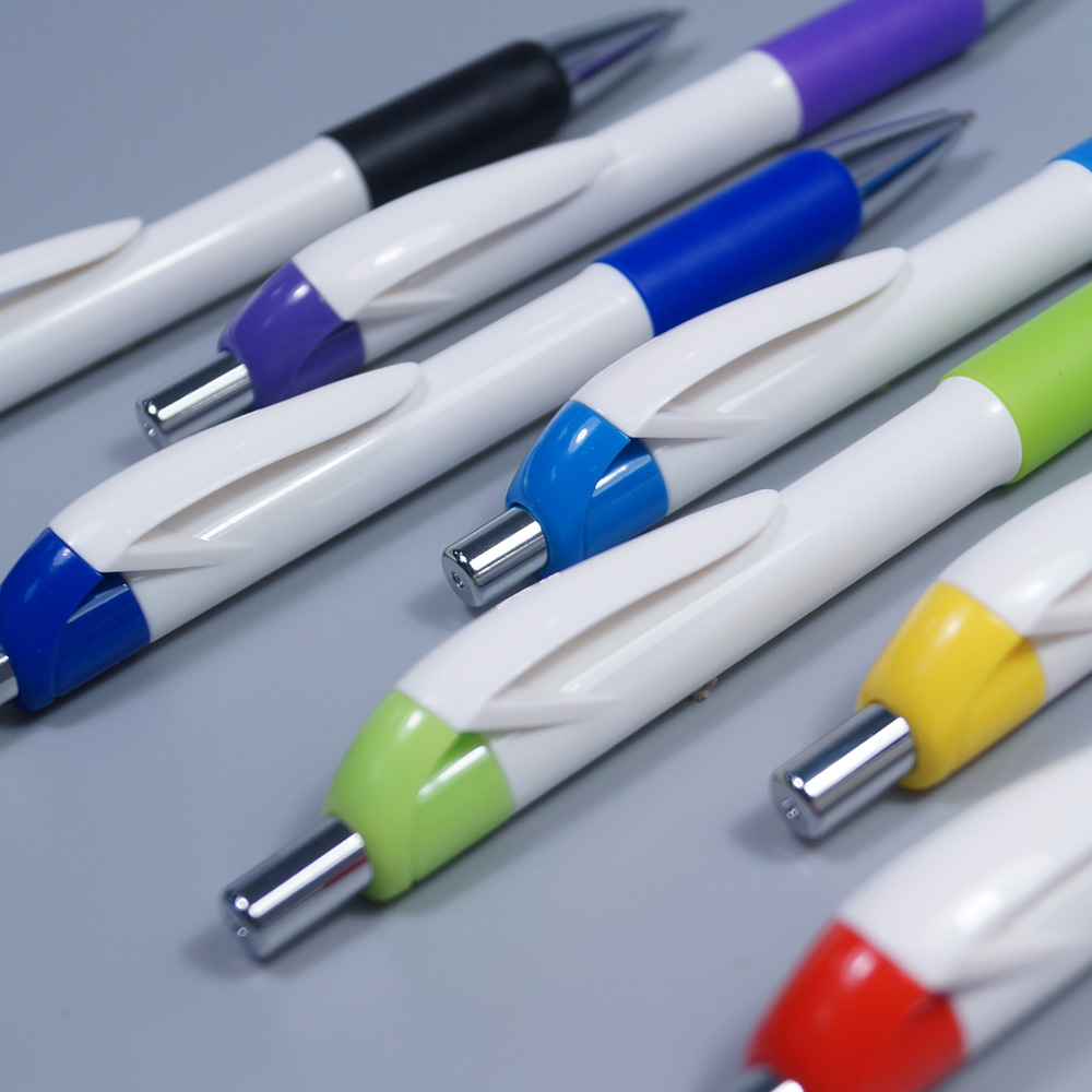 Rubber Grip White Plastic Pen 4