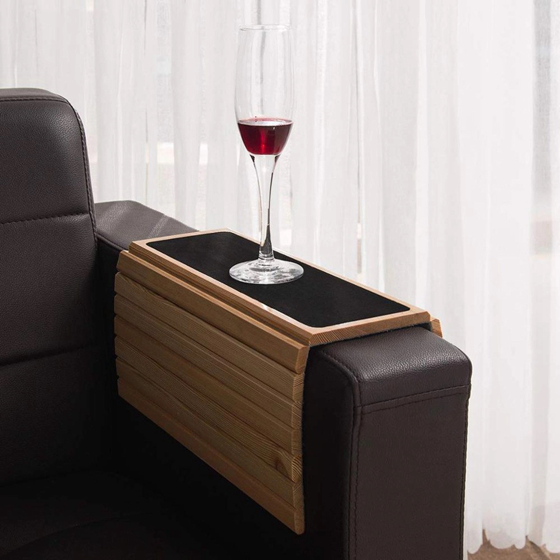 Foldable Bamboo Couch Arm Tray, promotional household item with logo imprint 5