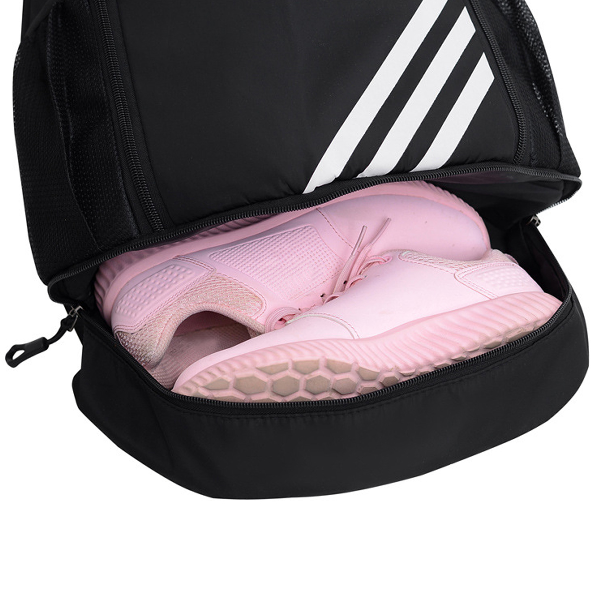 Durable Polyester Sports Drawstring Bag With Separate Shoe Storage 5