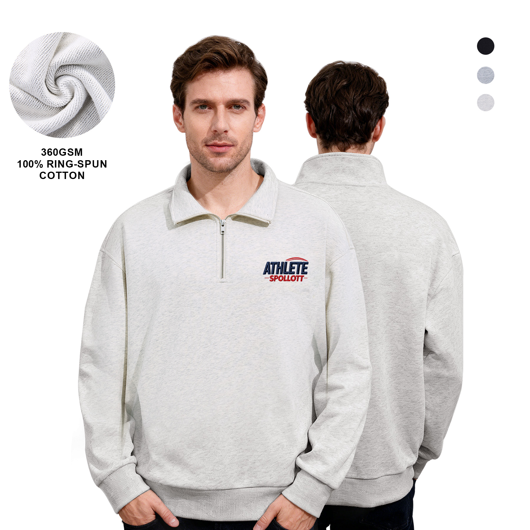 Unisex 100% Pre-Shrunk Cotton Quarter Zip Sweatshirt 2