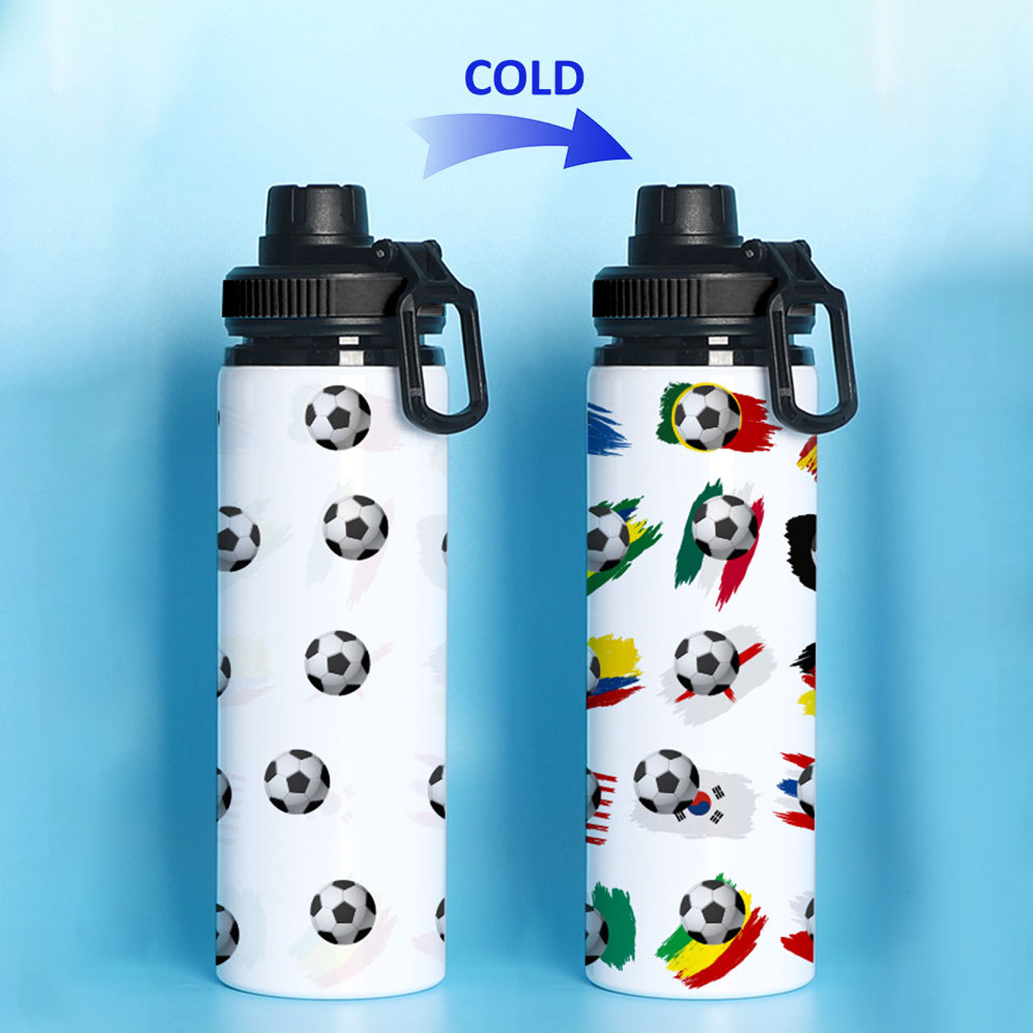 25oz Soccer Color Change Aluminum Water Bottle 5
