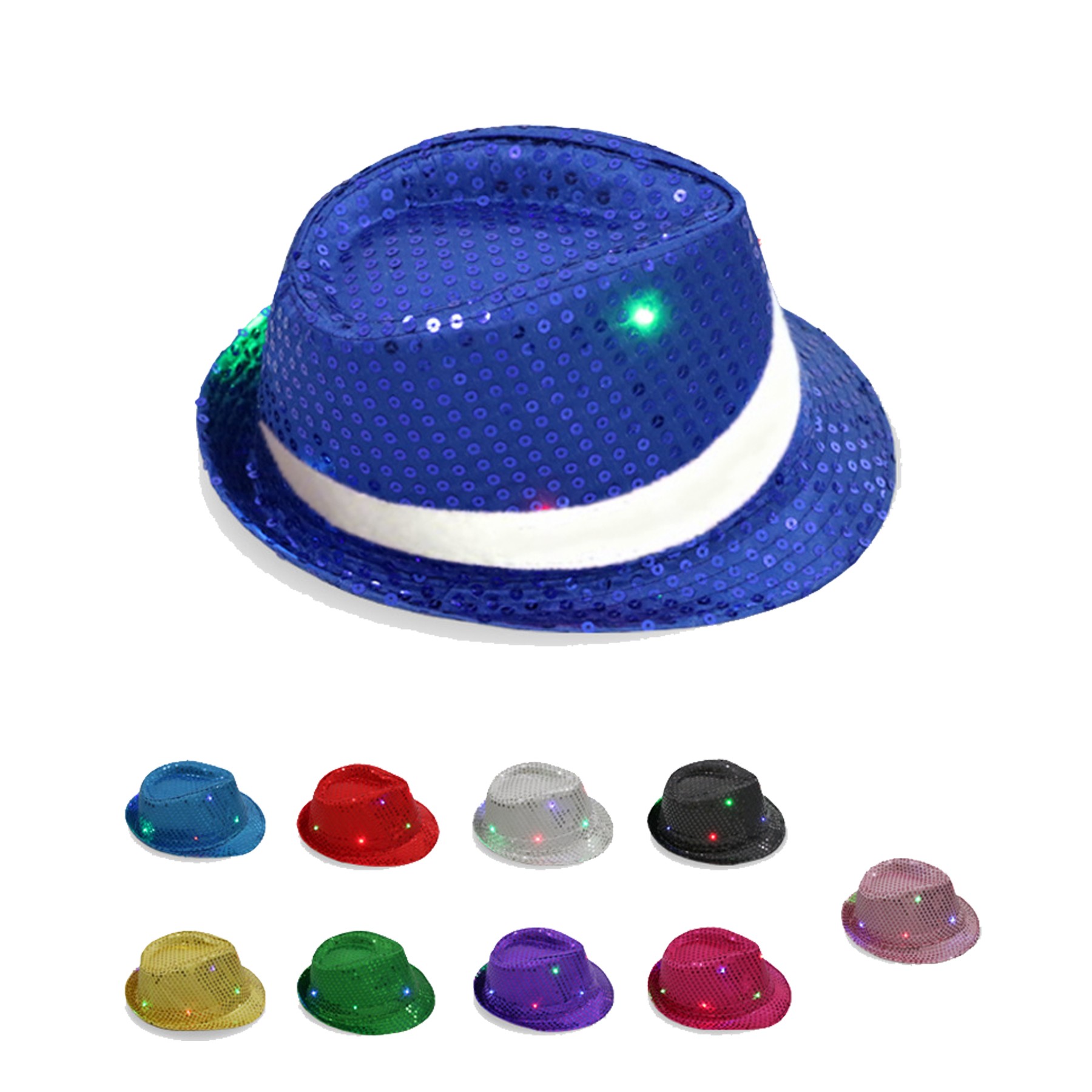 Custom Flashing Led Sequin Fedora Hats 3