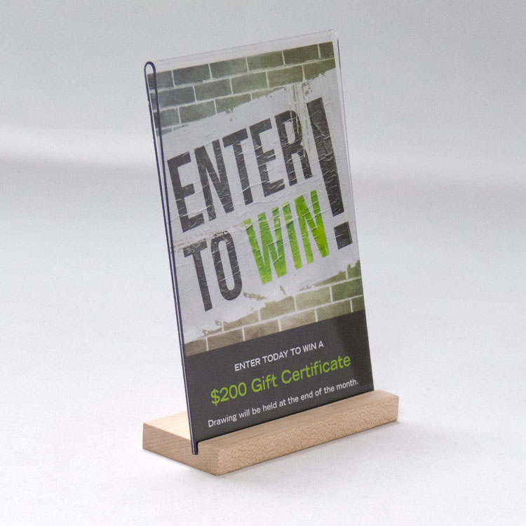 Slant Back Table Tent with Wood Base 5w x 7h