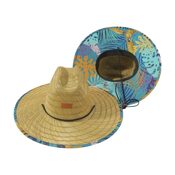 Lifeguard Straw Hat w/ Full Color Underbrim & Patch 7