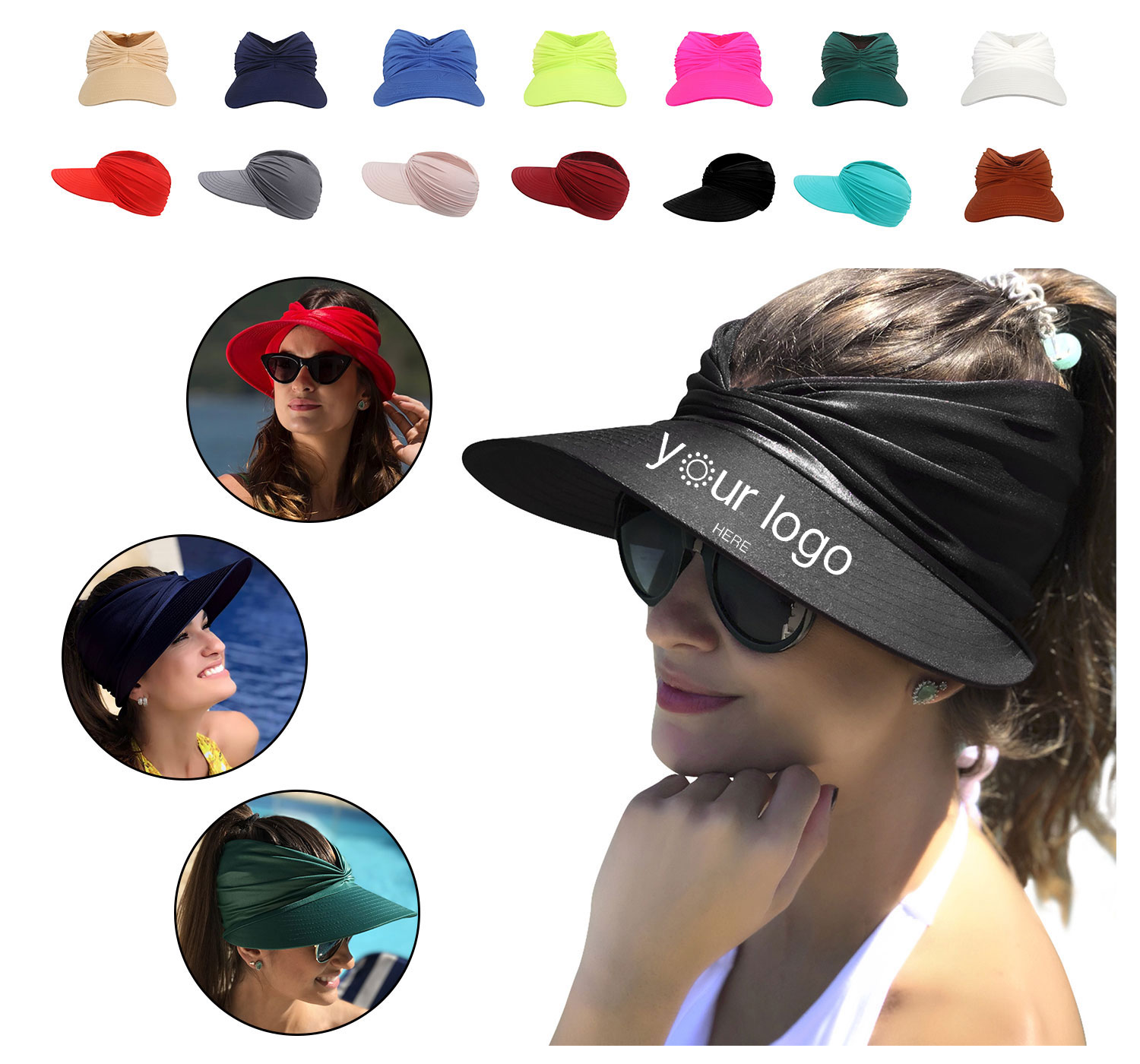 Womens Empty Top Sun Visor Hat With Wide Brim 2